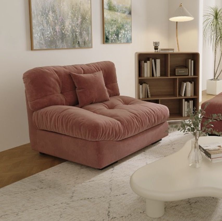 Pink Velvet Loveseat -