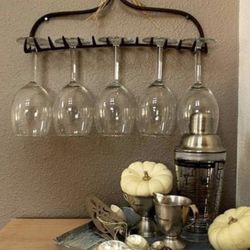 Iron Wine Glass Holder! Multi Use! Farmhouse/Rustic Decor 