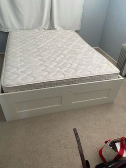 White Queen Bed with Drawers