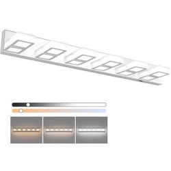Ralbay Modern Chrome Bathroom Vanity Lights, 5 Color Temperature, 6 Lights Modern LED Bathroom Vanity Lighting Fixtures