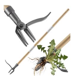 Heavy Duty Stand Up Weed Puller Tool - 46" Long Handle & 4-Claw Steel Head, Easily Remove Weeds Without Bending or Kneeling, Ergonomic Garden Weeding 