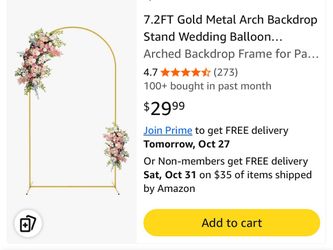 7.2FT Gold Metal Arch Backdrop Stand Wedding Balloon... Arched Backdrop Frame for Pa...
