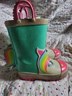 Rain Boots Size 7-8  Lined.