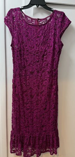Fuschia Sequin Midi Dress - Size 14