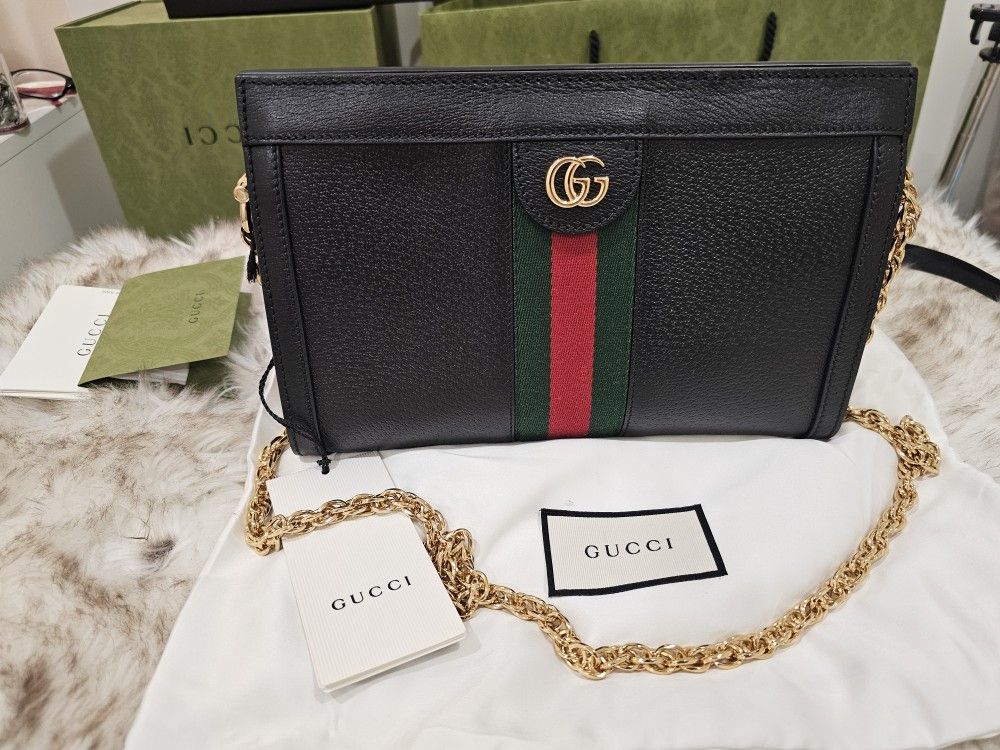 Gucci OPHIDIA CHAIN LEATHER HANDBAG