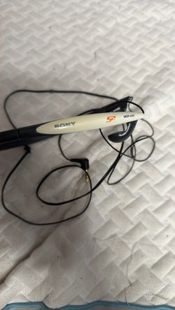 SONY MDR-A35 black white headphones on the ear