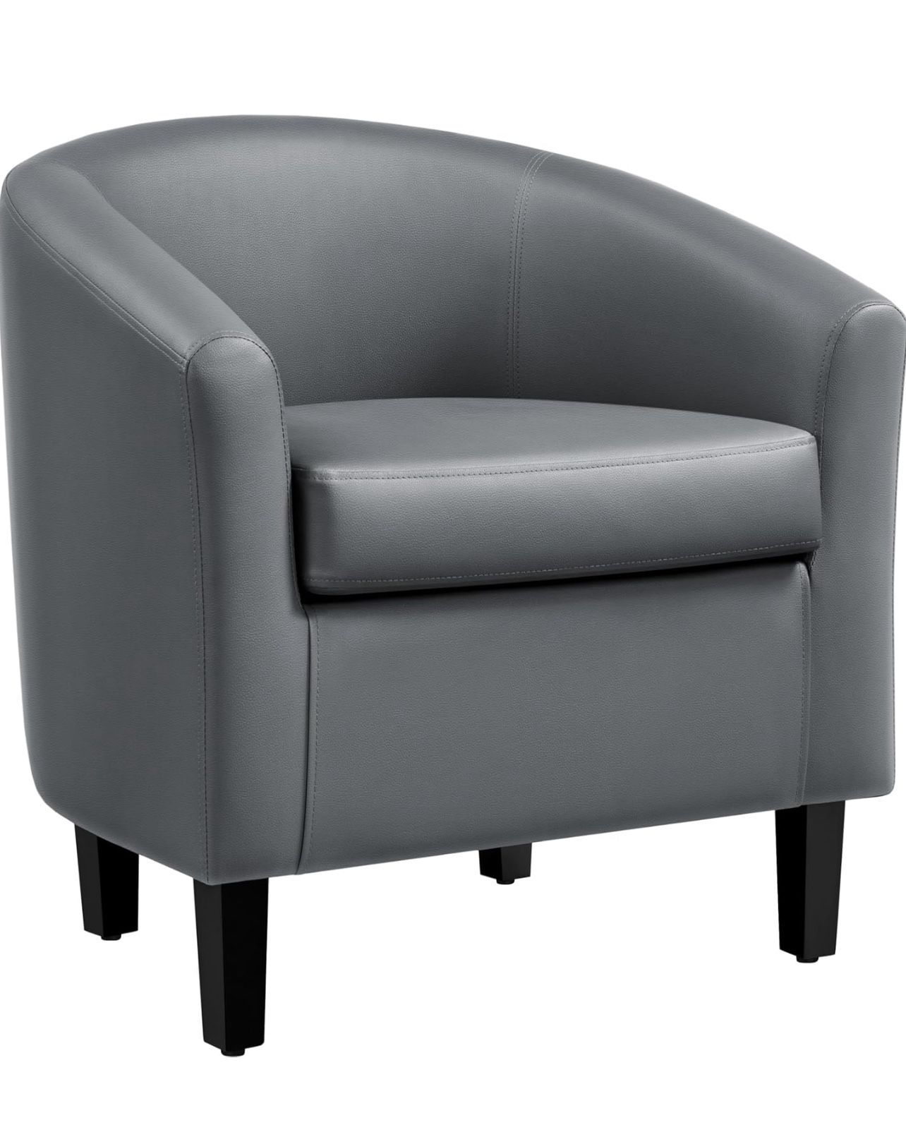 Yaheetech PU Leather Barrel Chair, Modern Accent Chair with Wood Sturdy Legs, Faux Leather Club Chair Comfy Armchair Modern Tub Chair for for Living R