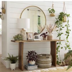 Sansur Rustic Pecan Live Edge Wood Console Table