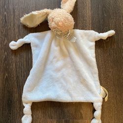 Dan Dee Collectors Choice Lovey Blue Bunny Rabbit Plush Rattle Knotted Blanket