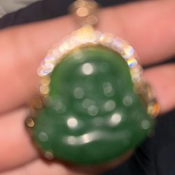 Jade Buddha Pendant With Diamonds 
