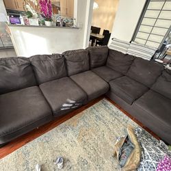 Dark Grey L Shaped Couch 