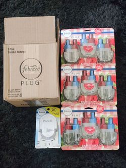 3 Triple Packs Of Sweet Watermelon Wine Febreze Refills and the plugin holder