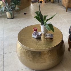 Gold Metal Coffee Table 