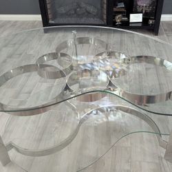 Three Piece Glass Coffee Table Set