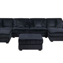 New Large 6 Piece Modular Sectional Couch with USB, Cup Holders & Comfy Wide Chaise! Free Delivery 🚚! 