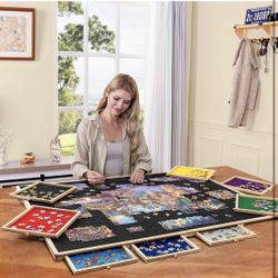 2000/1000 Piece Foldable Puzzle Board with 8 Sorting Trays/Drawers (q15)