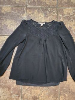 Forever 21 Long Sleeve 2-Piece Black Blouse Size Medium