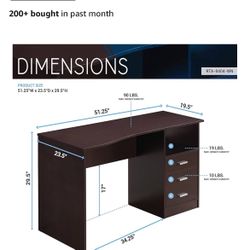 Computer Desk With Three Drawers 