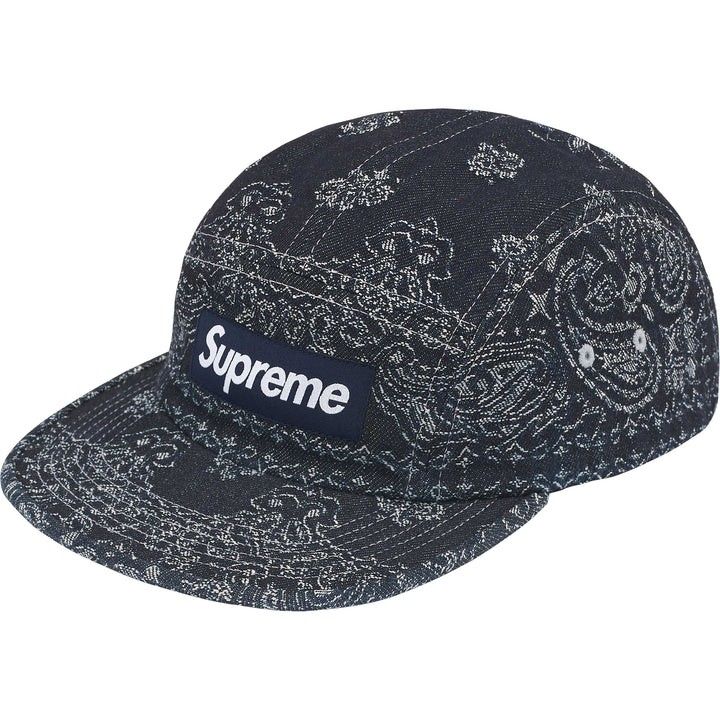 Supreme Bandana Jacquard Denim Camp Cap Black