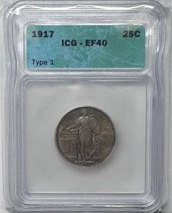 Silver 1917 Type 1 Standing Liberty Quarter