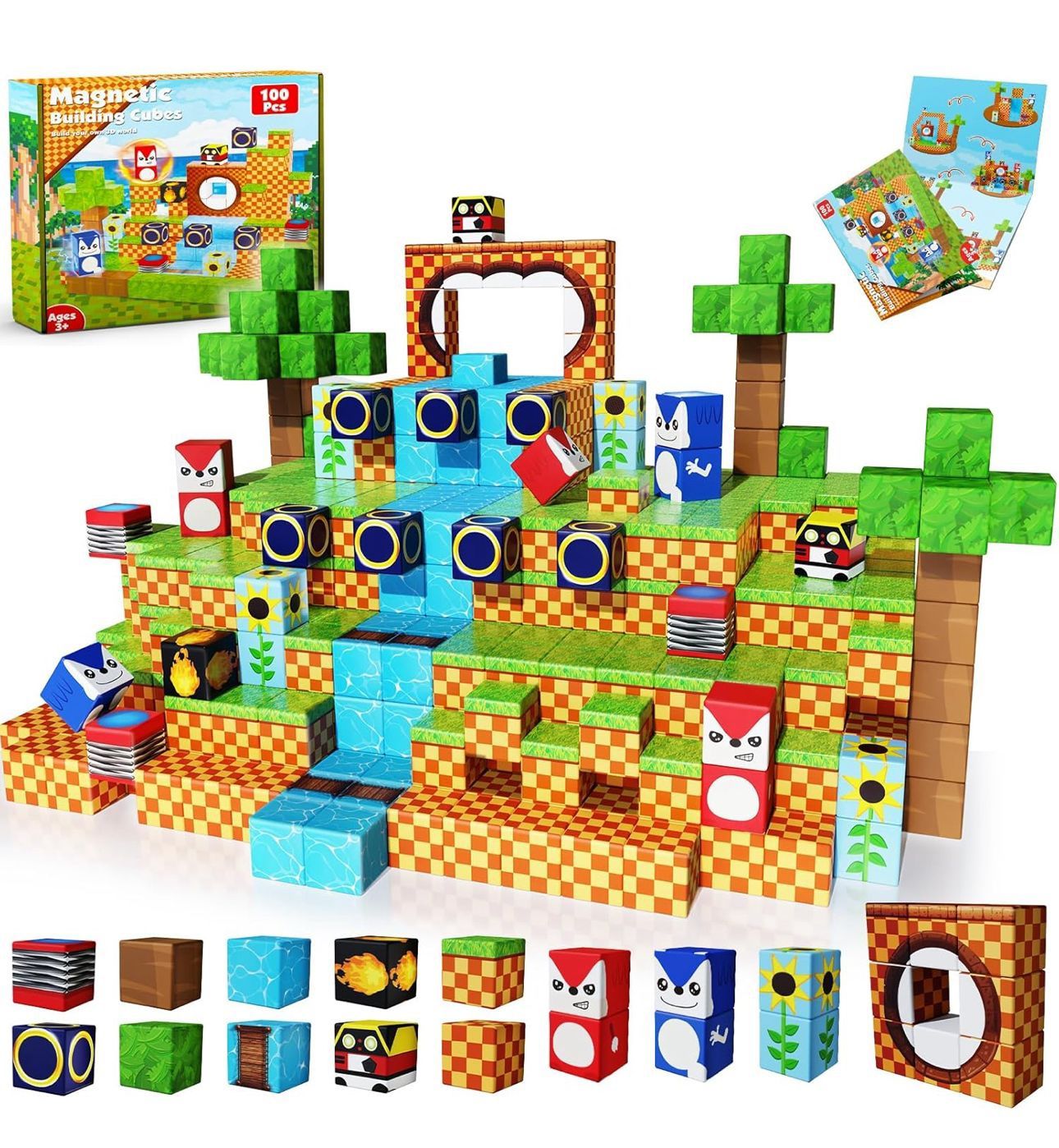 Magnetic Blocks, 100PCS Magnetic Building Blocks, STEM Building Game Montessori Sensory Toys for Kids Boys Girls Ages 3 4 5 6 7 8 9 10 Holiday Easter 