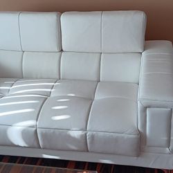 White Leather Sofa And Loveseat 