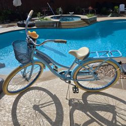 Huffy Nel Lusso 26” Cruiser Bike – Light Blue – 26 inch Bicycle with Basket Cup Holder