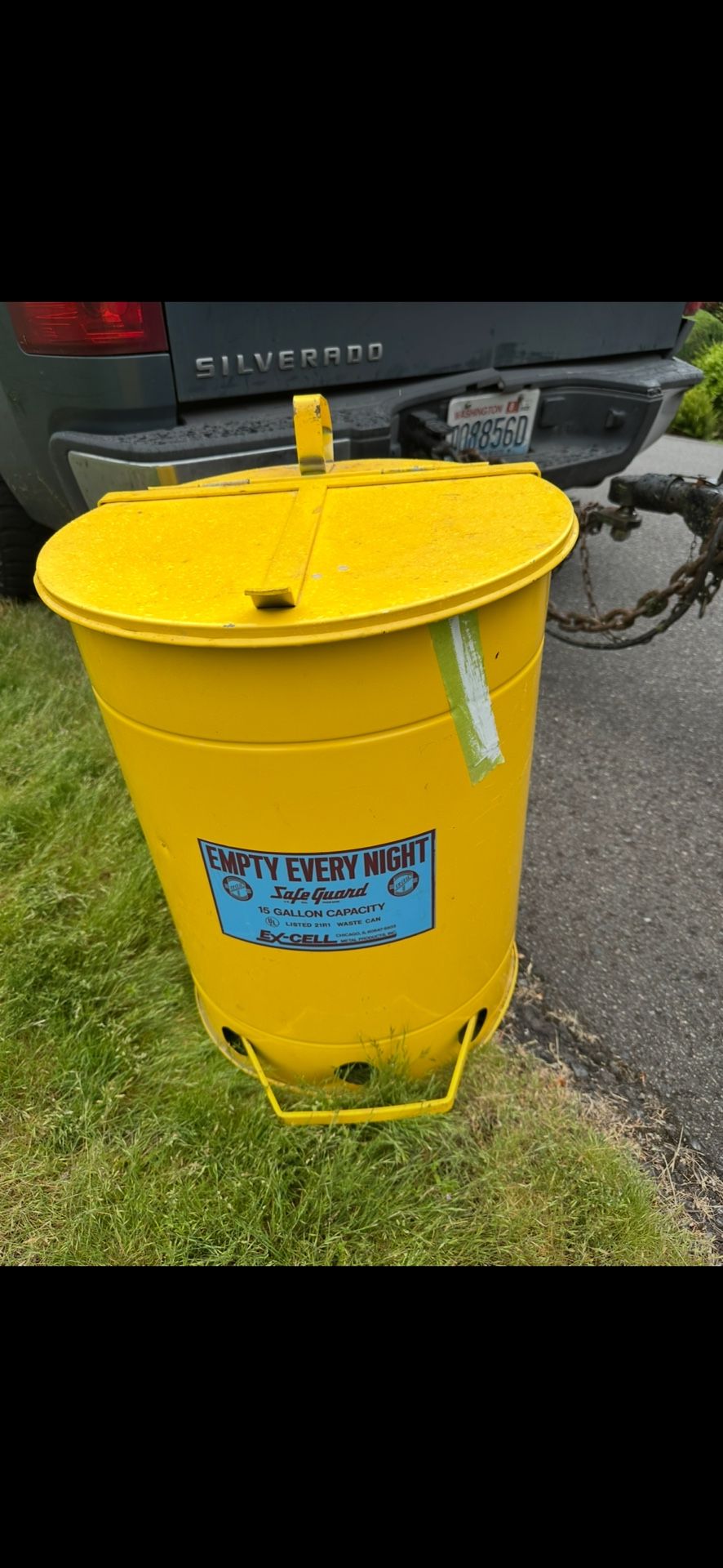 Yellow oil rag can Gas Station man cave