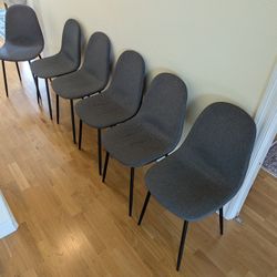 REDUCED Set Of 6 Dinner Chairs - Neutral Gray Modern - Great Condition