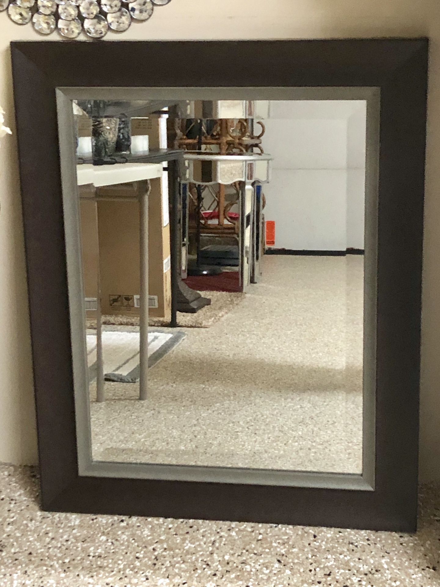 Espresso and Silver Wall Mirror