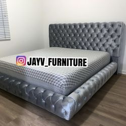 New King Bed Frame With Mattress 