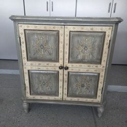Hand-painted distressed accent cabinet – French country / boho style”