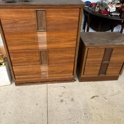 FREE MCM Dresser And Night Stand. In Rough Shape All The Parts Are There
