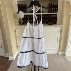 White Aerie mini dress with black ric-rac trim