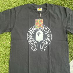 Chrome heart Bape T shirt Size M
