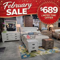 4 Piece Queen Size Bedroom Set ( Included Bed Frame , Dresser ,Mirror, Nightstand )