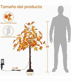 4ft LED Lighted Fall Maple Tree Decoration