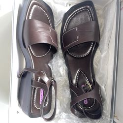 Nine West Cloud 9 NWSTAR roastedche leather womens sandals Brown Size 8.5 Womens