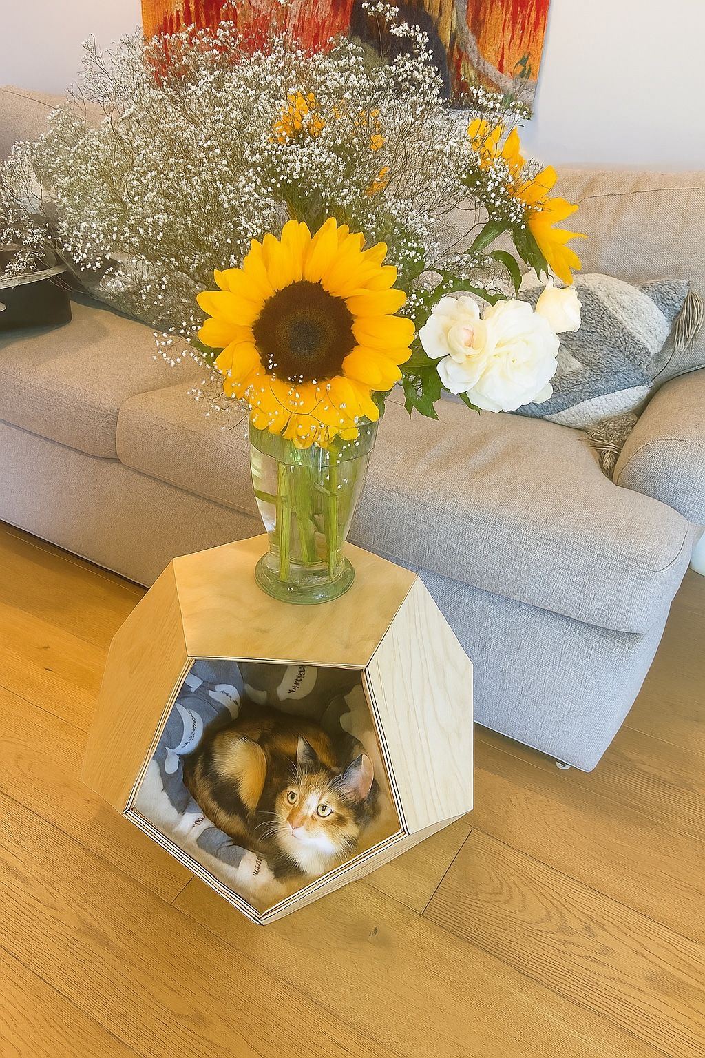 Modern Wooden Cat House / Pet Bed – Stylish & Cozy!