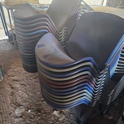 Stackable chairs on rolling carts