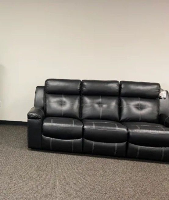 Just $10 Down Payment Finance ▪️Kempten Black Reclining Sofa ▪️ New 