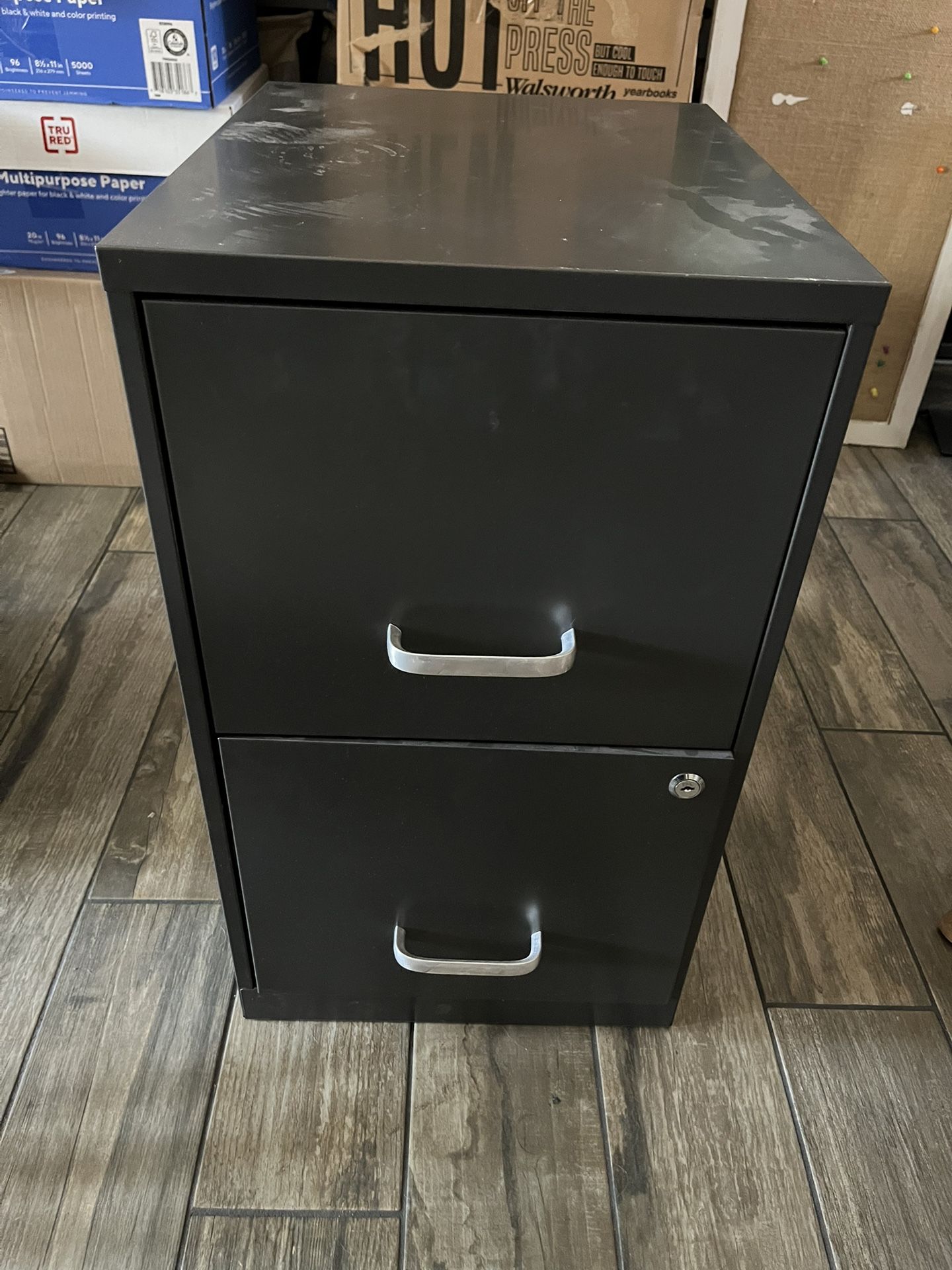 2 Drawer Black Metal File Cabinet