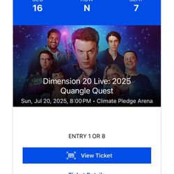 Dimension 20 Live: 2025 Quangle Quest 1 Ticket Seattle