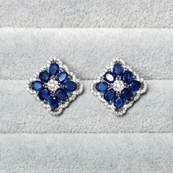 Blue & White Sapphire Earrings 