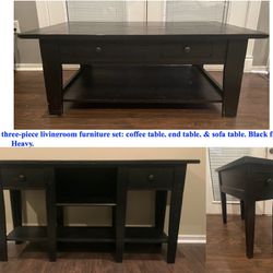 Three Piece Coffee Table, End Table, and Sofa Table