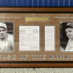Vintage 1991 Babe Ruth “Curse Of The Bambino” Reproduction Red Sox NY Yankees Certification of Authenticity 