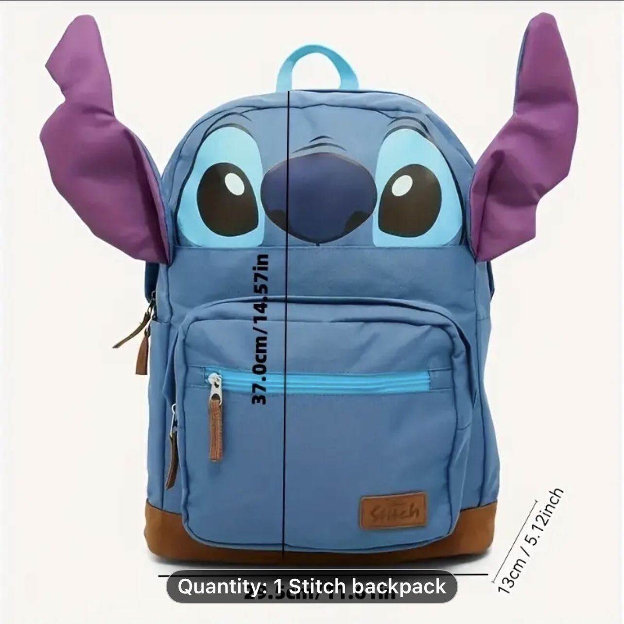 16” blue backpack -stitch with Ears normal size backpack 