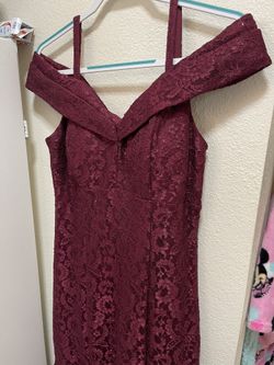 Burgundy Off The Shoulder Dress 