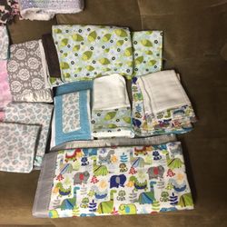 Baby Boy Blanket And Burp Sets