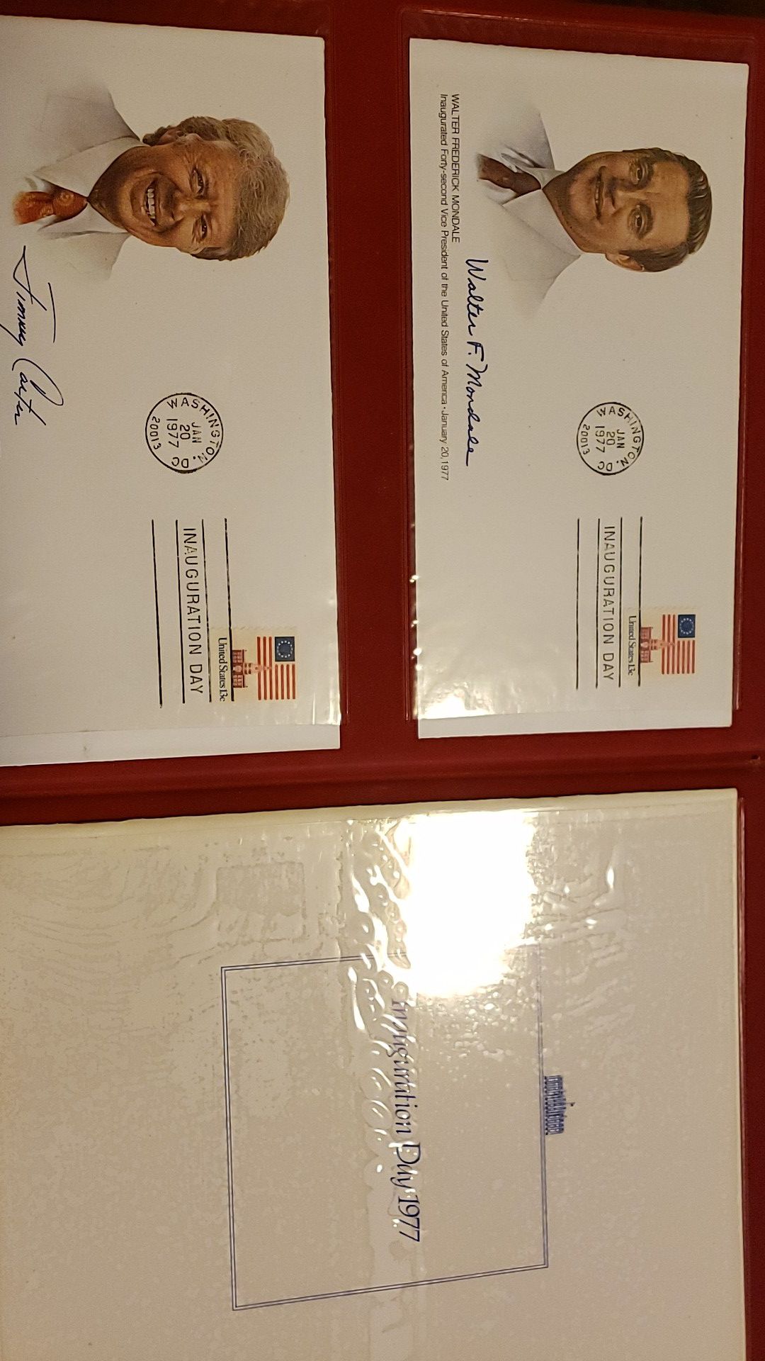 Jimmy Carter and Walter Mondale signed inauguration envelopes and inauguration program